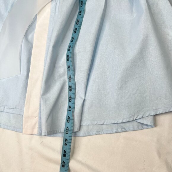 Linen Vibes Midi Linen Dress Long Sleeves Belted French Vintage Sky Blue Med - Picture 7 of 11